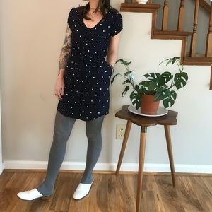 Spring dress Kimchi Blue Urban Outfitters XS Silky Navy polka dot real buttons